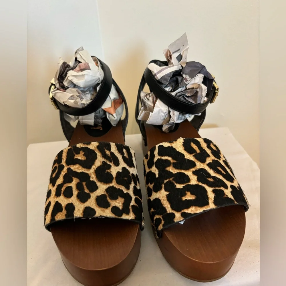 Sam Edelman Women’s Size 8 Dyed Calf Hair 70’s Chunky 2.5” Heel Platform Shoes 8